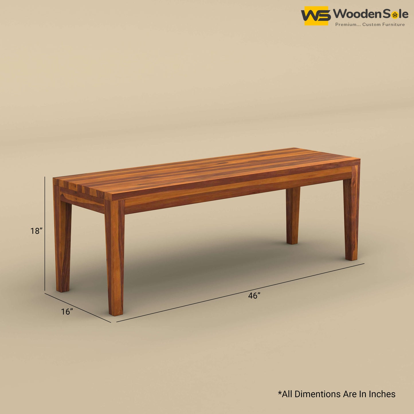 Sheesham Wood 6 Seater Dining Table Set with Bench (Honey Finish)