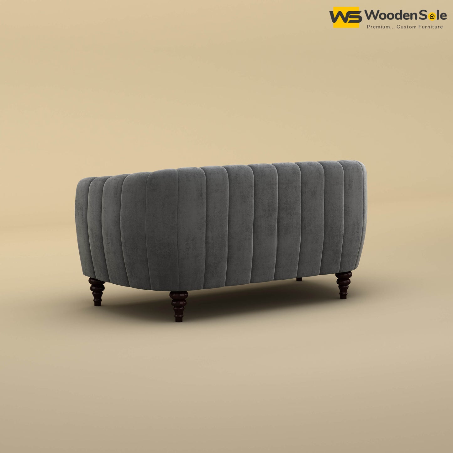 Amaya Two Seater Fabric Sofa (Velvet, Charcoal Gray)