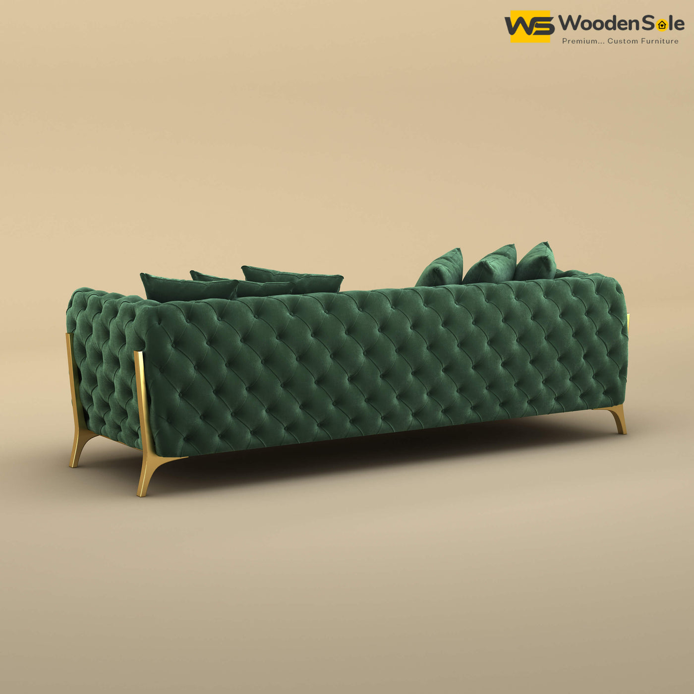 Adhira 3 Seater Premium Sofa (Velvet, Forest Green)