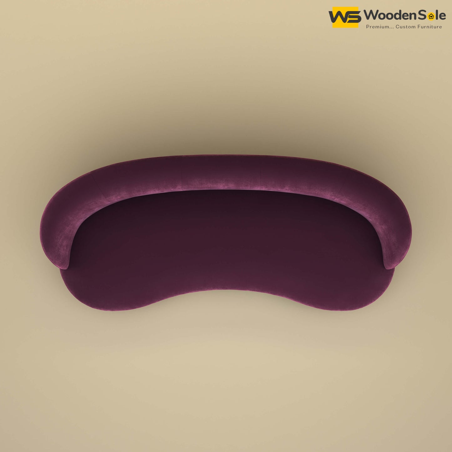 Rene Curved Modern 3-Seater Sofa (Velvet, Dark Purple)