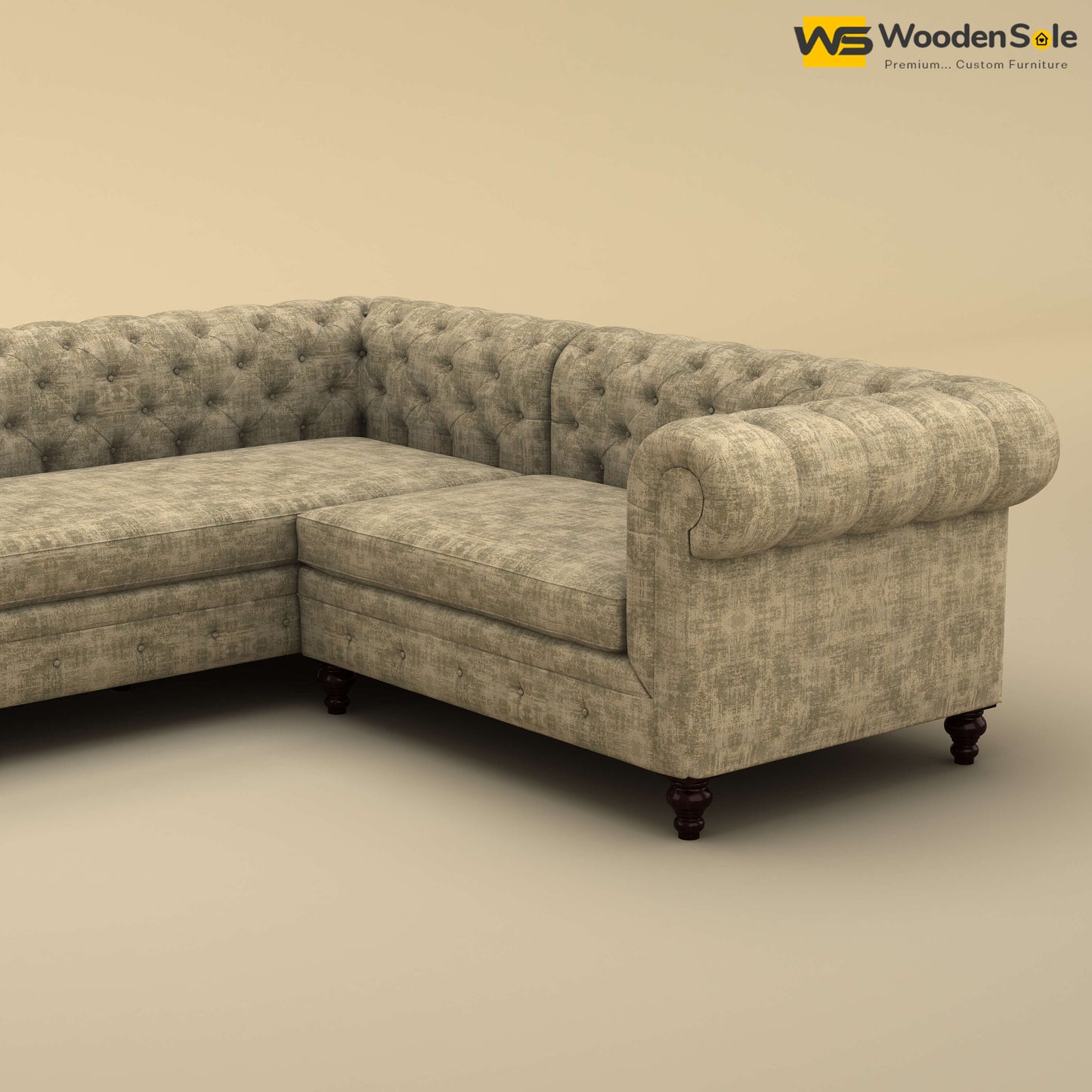 Maharaja Corner Sofa (Cotton, Patchy Cream)
