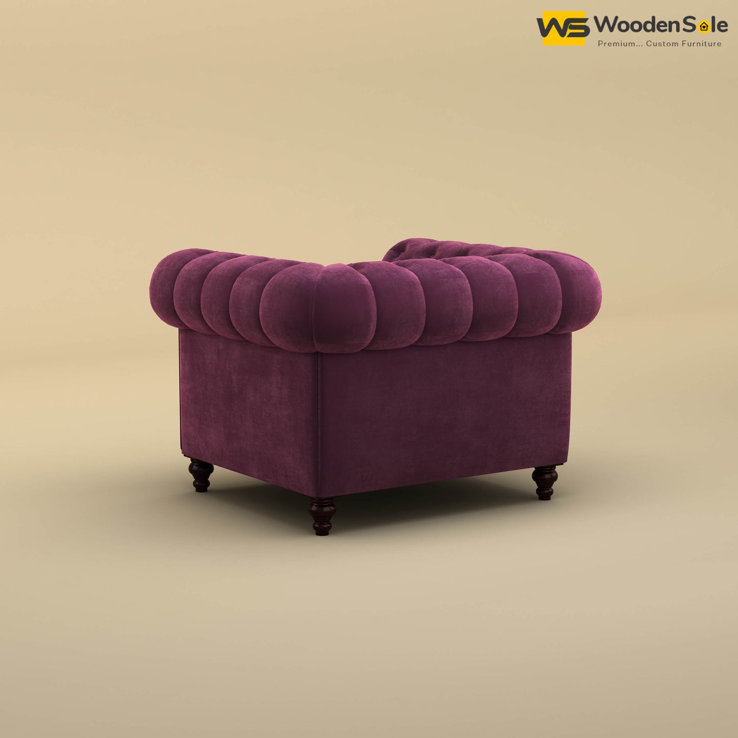 Maharaja Fabric 1 Seater Sofa (Velvet, Dark Purple)