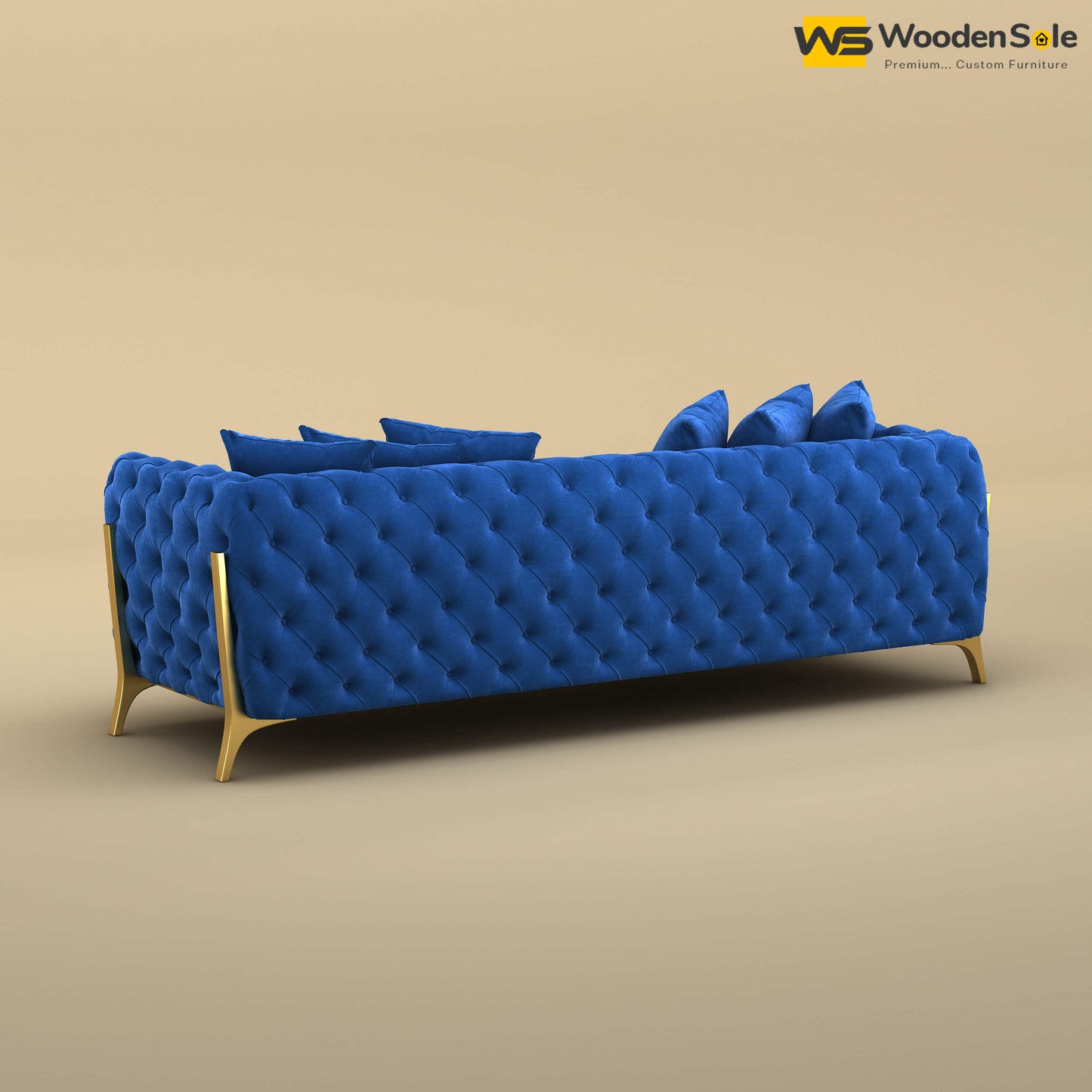 Adhira 3 Seater Premium Sofa (Velvet, Royal Blue)
