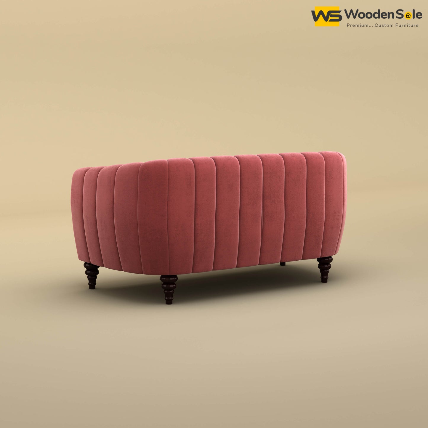 Amaya Two Seater Fabric Sofa (Velvet, Pink)
