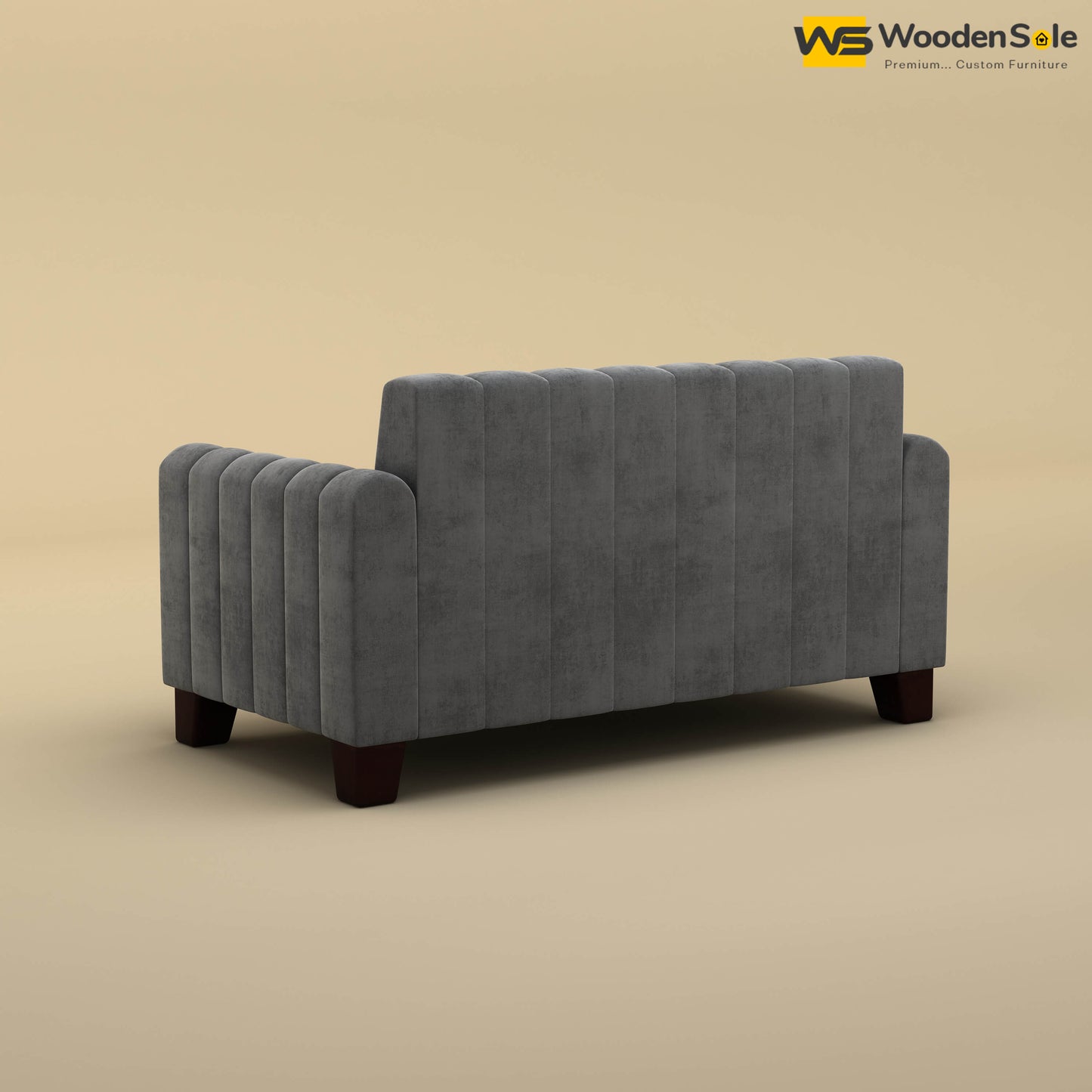 Furo 2 Seater Fabric Sofa (Velvet, Charcoal Gray)
