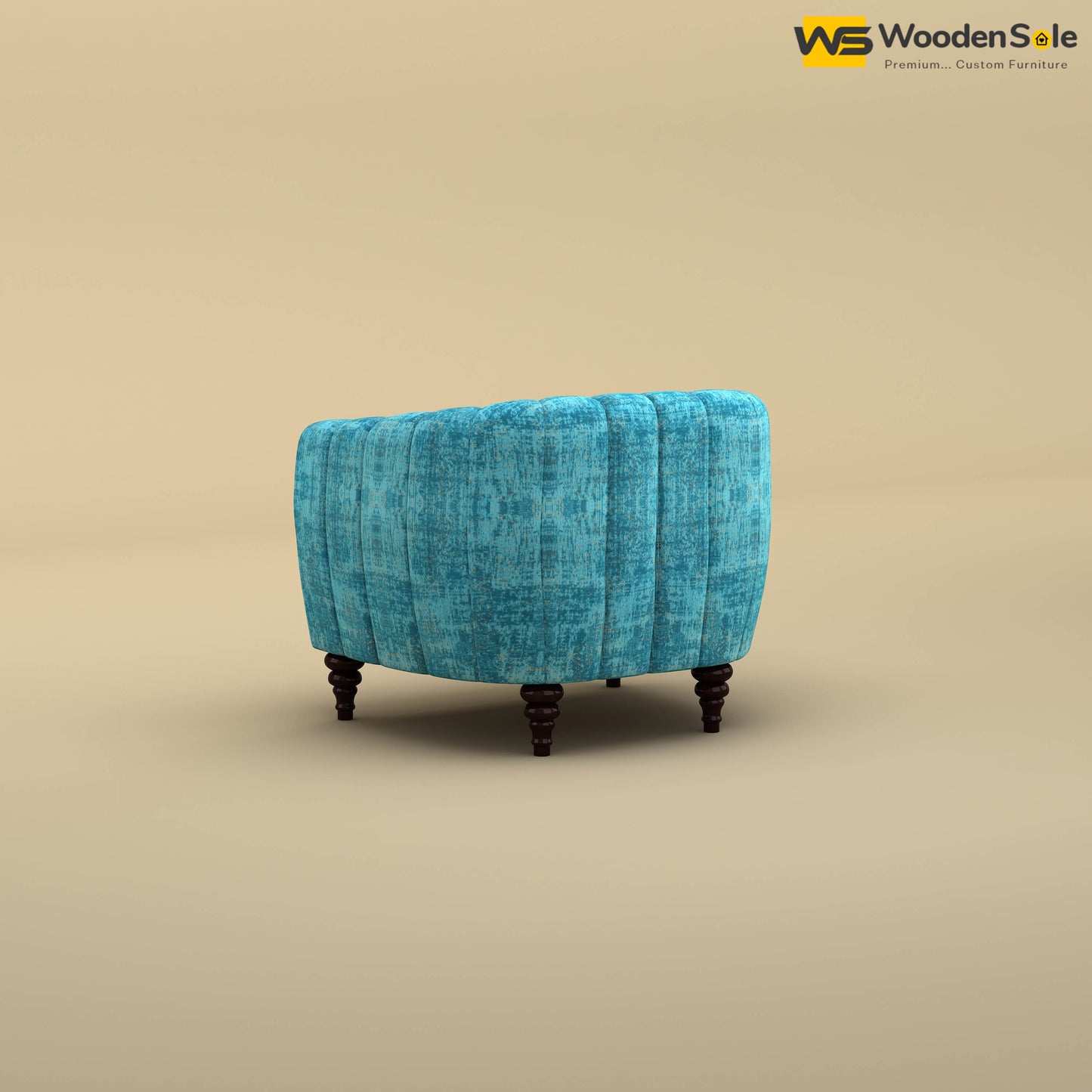 Amaya Single Seater Fabric Sofa (Cotton, Teal Blue)