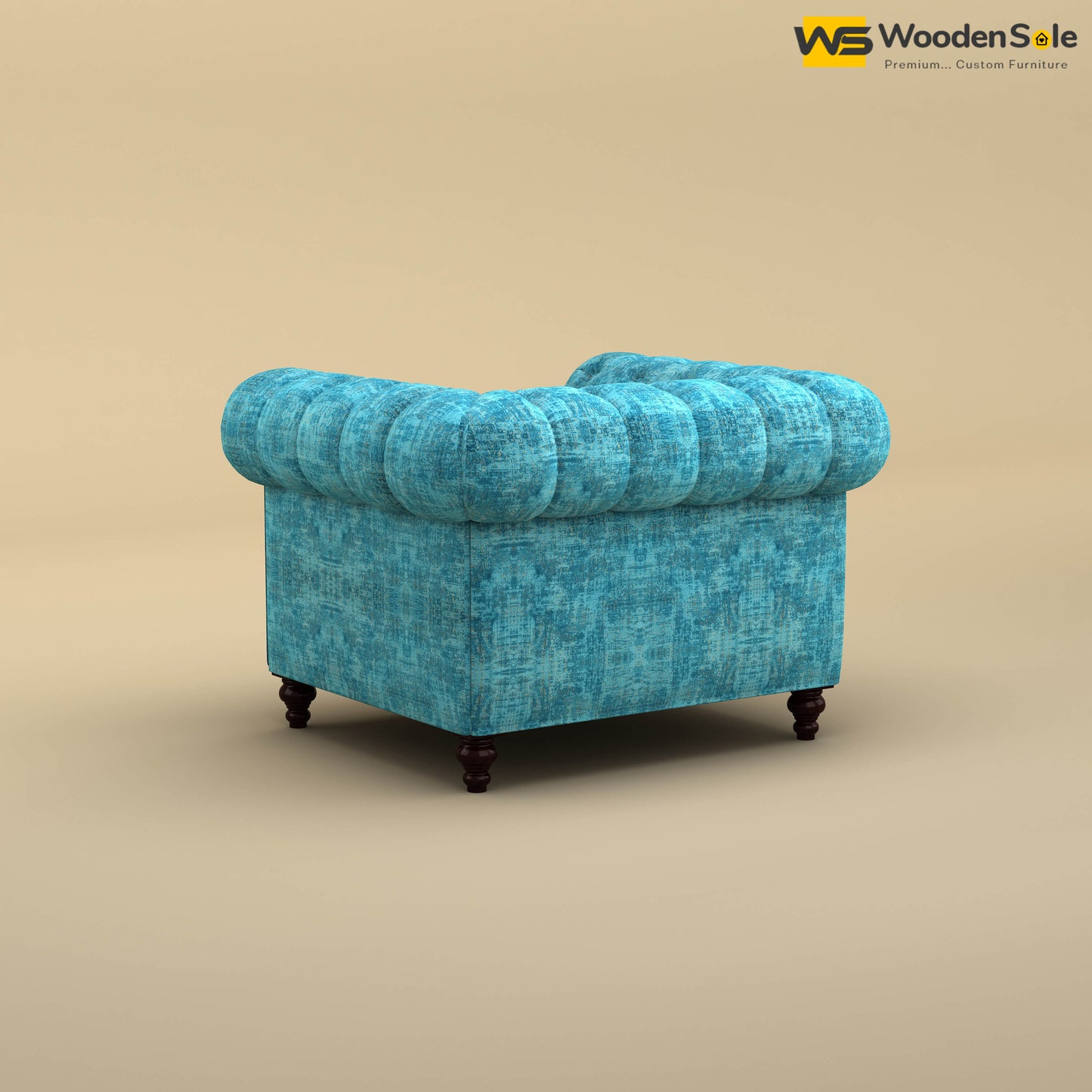 Maharaja Fabric 1 Seater Sofa (Cotton, Teal Blue)