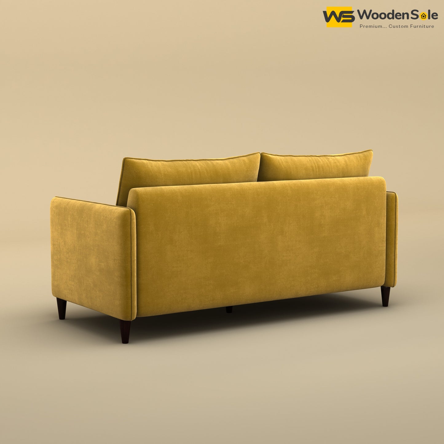 Citron 3 Seater Fabric Sofa (Velvet, Mustard Yellow)