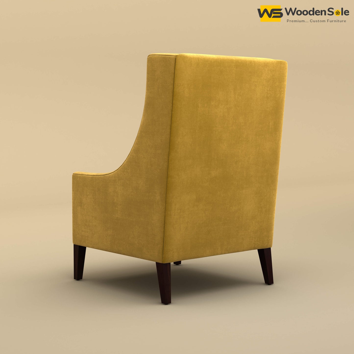 Bonito High Back Lounge Chair (Velvet, Mustard Yellow)