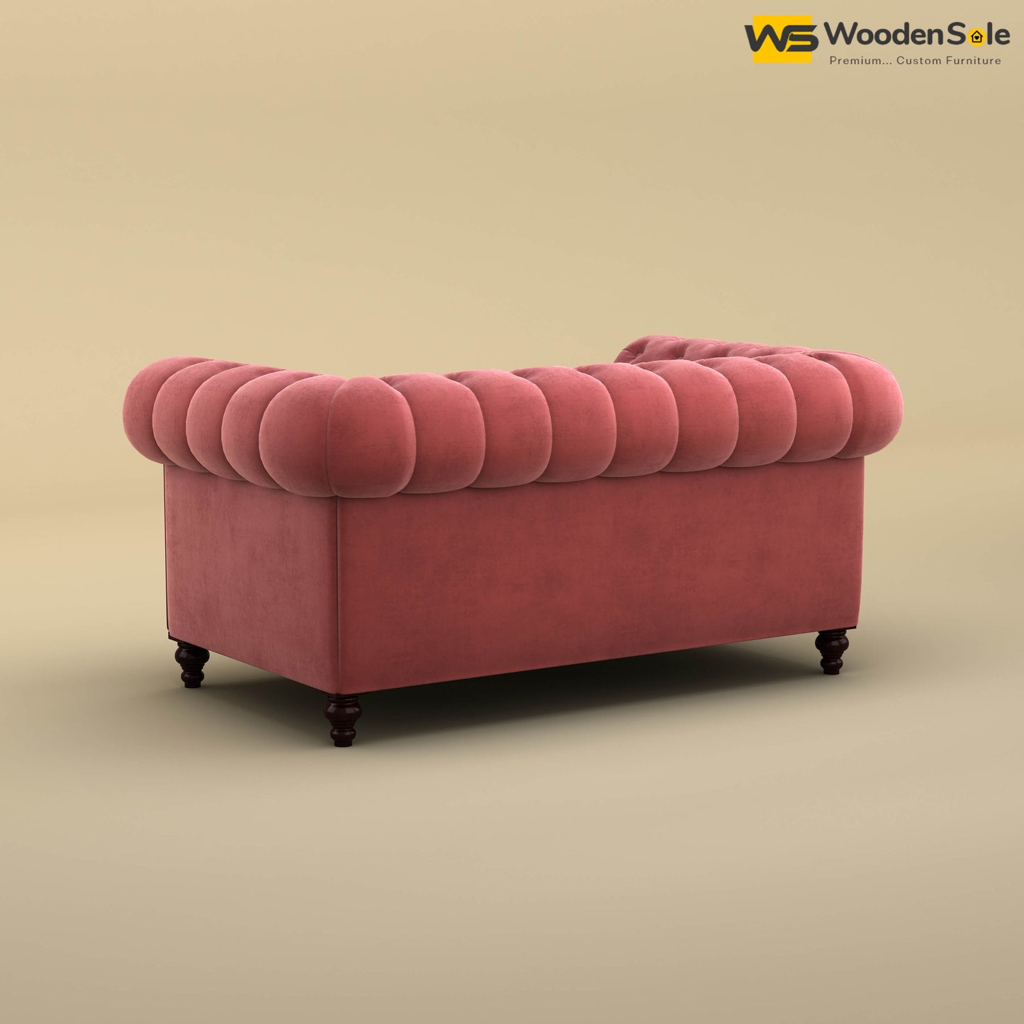 Maharaja Fabric 2 Seater Sofa (Velvet, Pink)