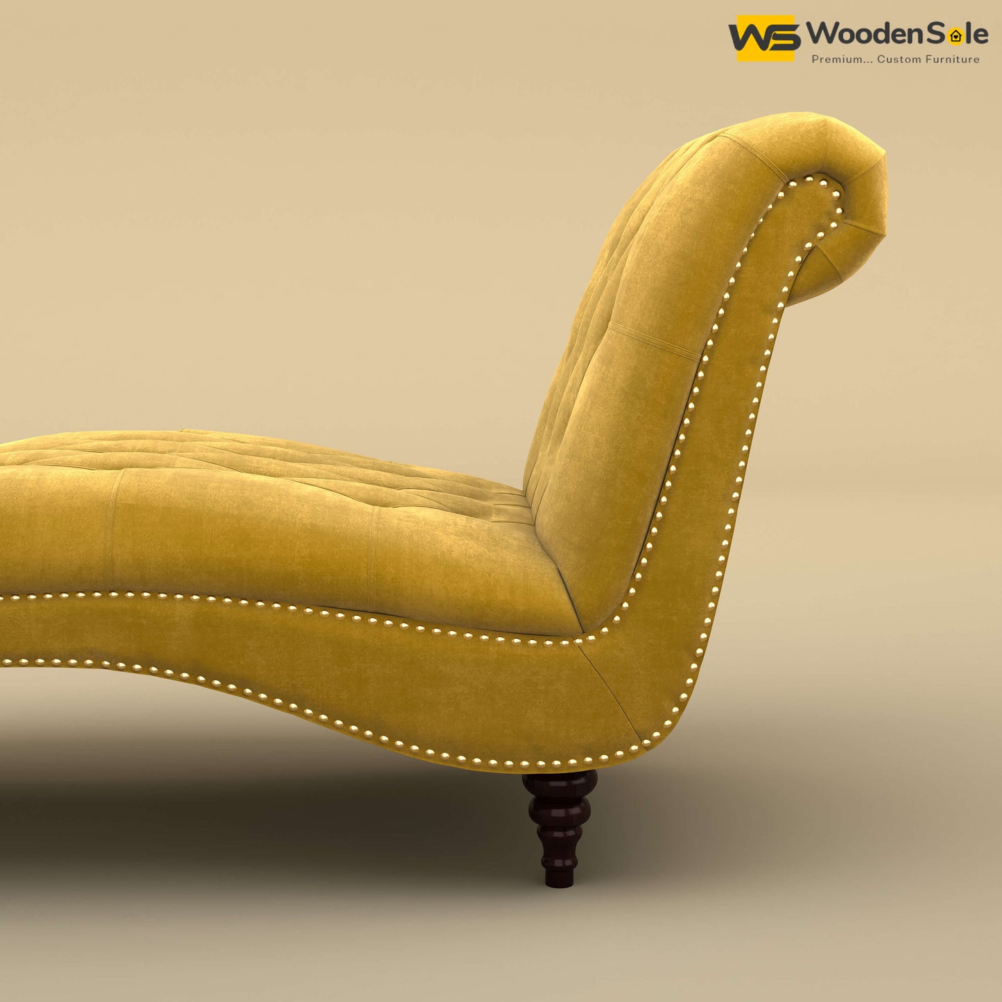 Toronto Chaise Lounge (Velvet, Mustard Yellow)