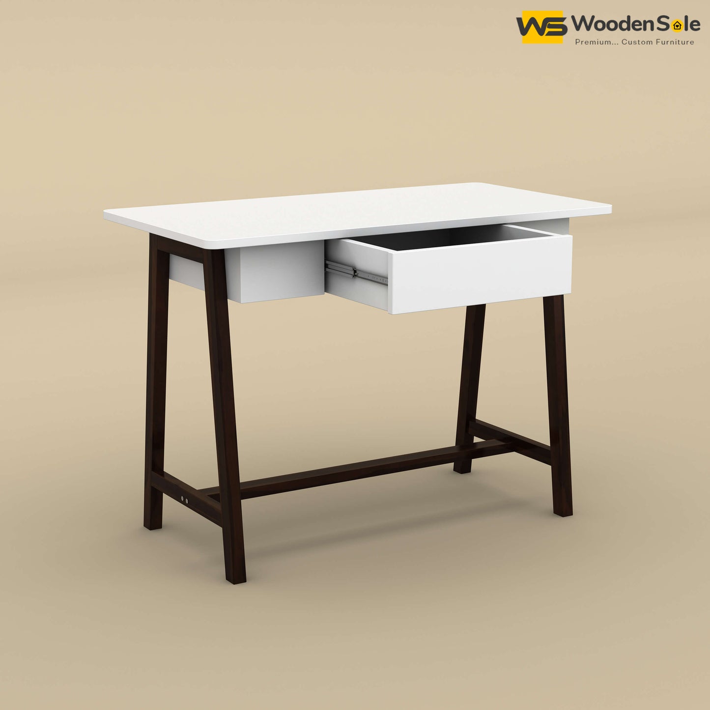 Modern Study Table (White & Walnut Finish)