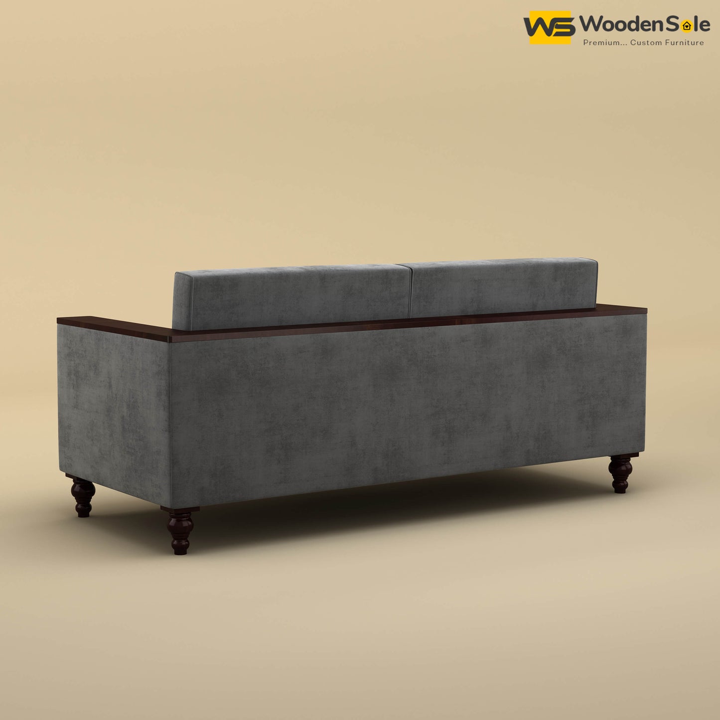 Tivoli 3 Seater Fabric Sofa (Velvet, Charcoal Gray)