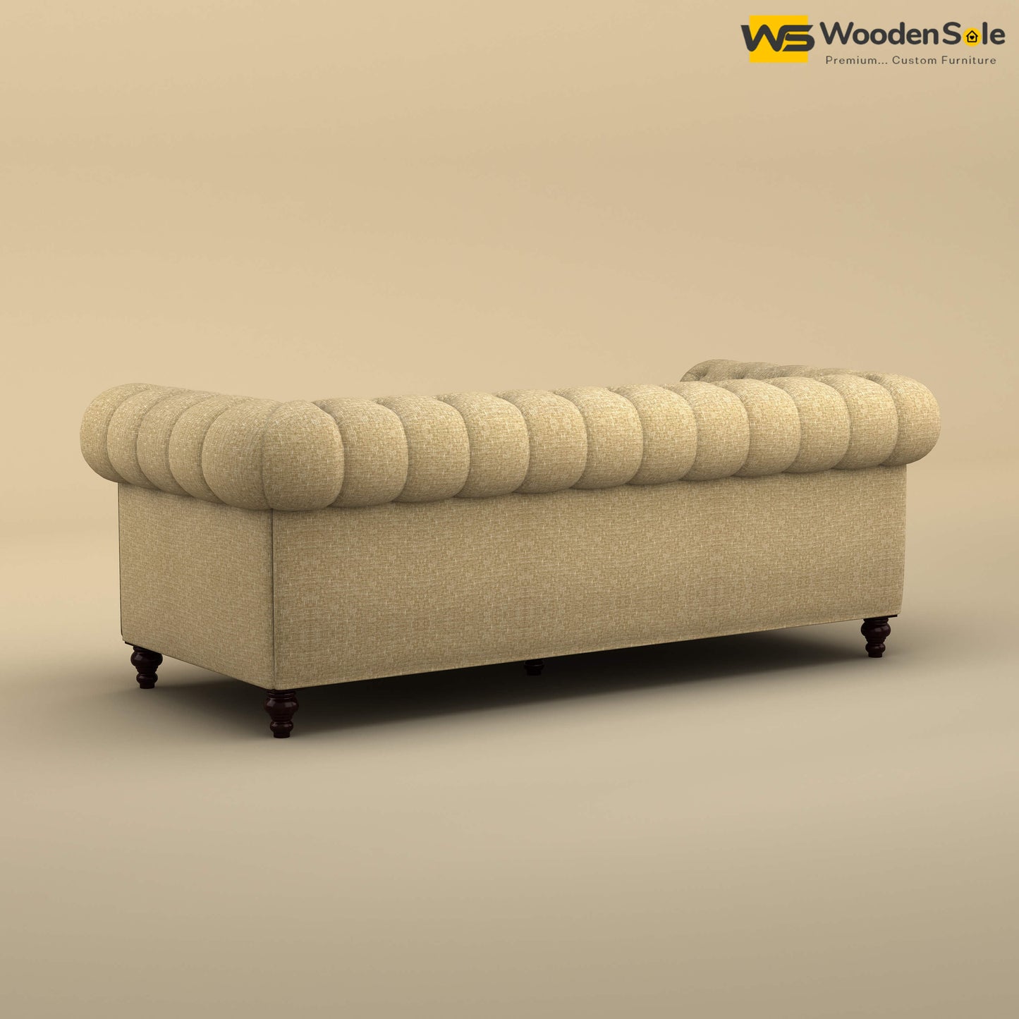Maharaja Fabric 3 Seater Sofa (Cotton, Faux Cream)