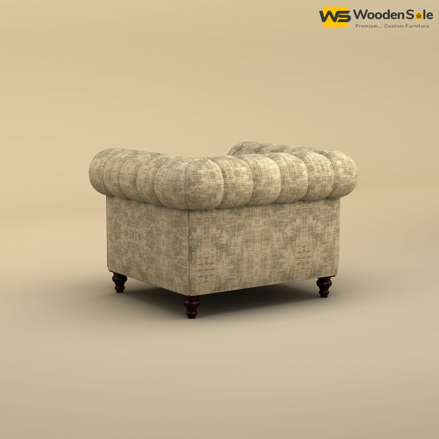 Maharaja Fabric 1 Seater Sofa (Cotton, Patchy Cream)