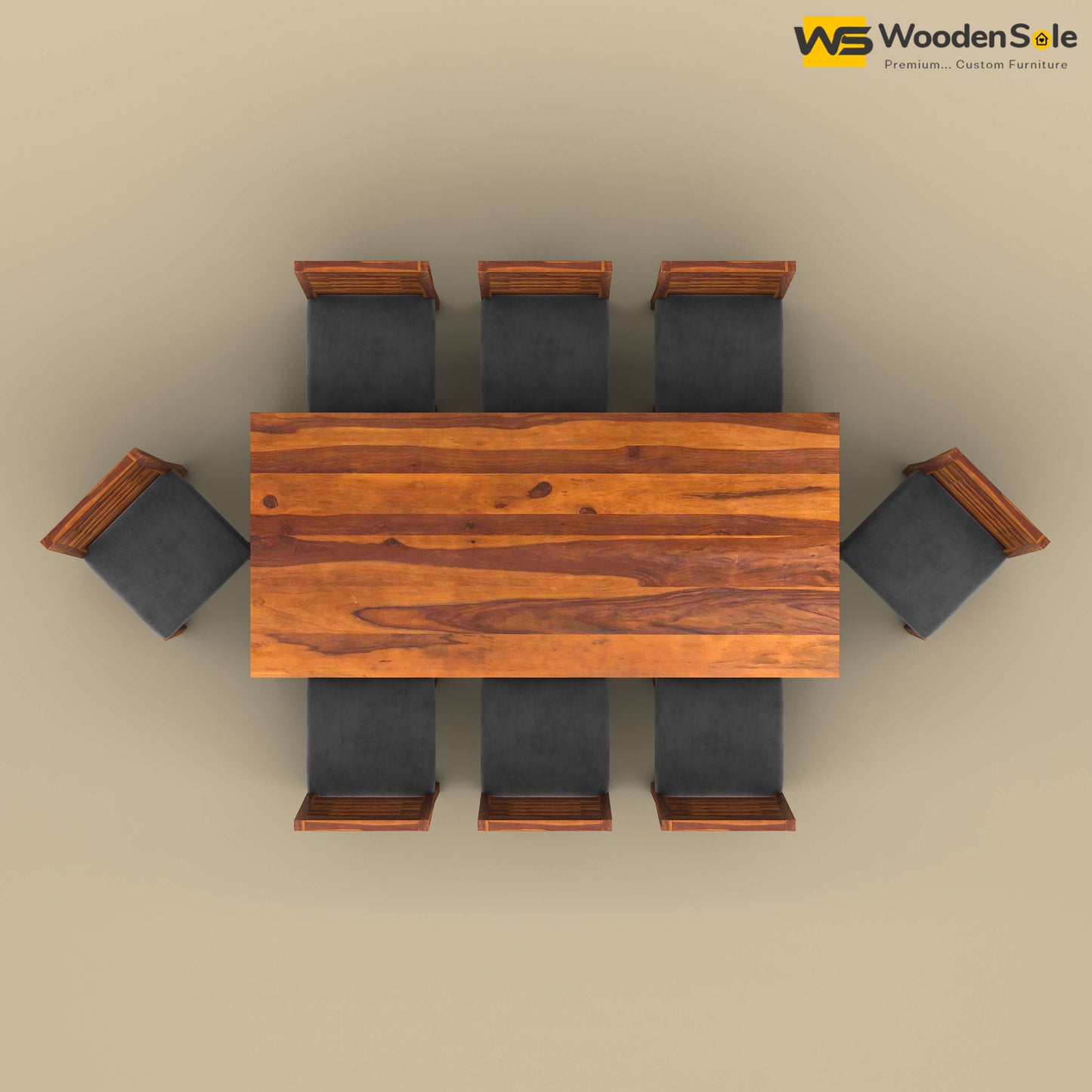 Sheesham Wood 8 Seater Dining Set with Upholstery Chair (Honey Finish)