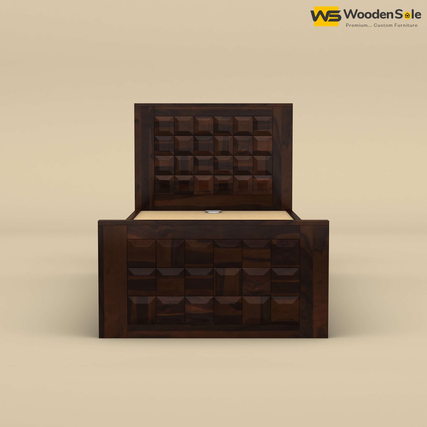 Diamond Drawer Storage Bed (Single, Walnut Finish)