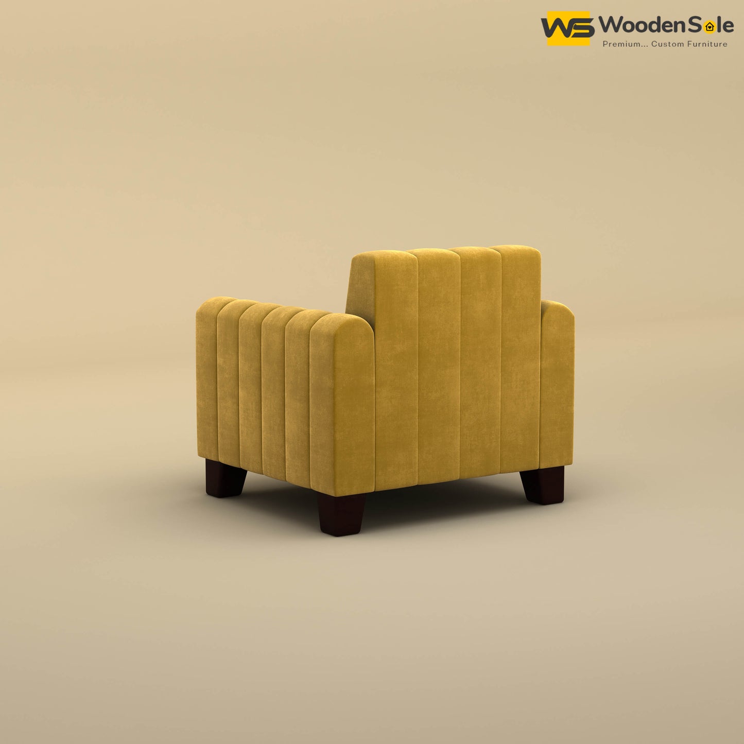 Furo 1 Seater Fabric Sofa (Velvet, Mustard Yellow)