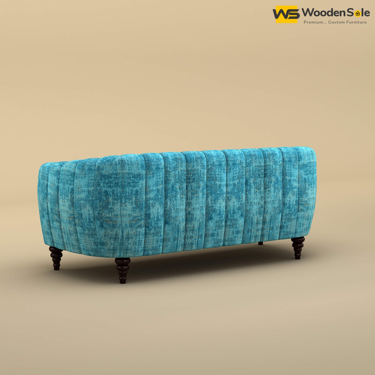 Amaya Three Seater Fabric Sofa (Cotton, Teal Blue)