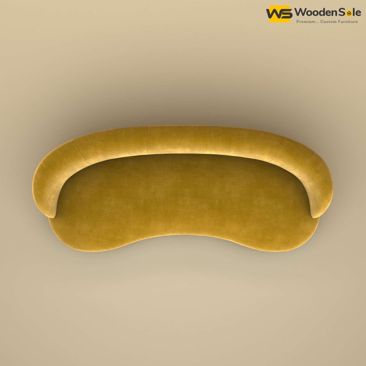 Rene Curved Modern 3-Seater Sofa (Velvet, Mustard Yellow)