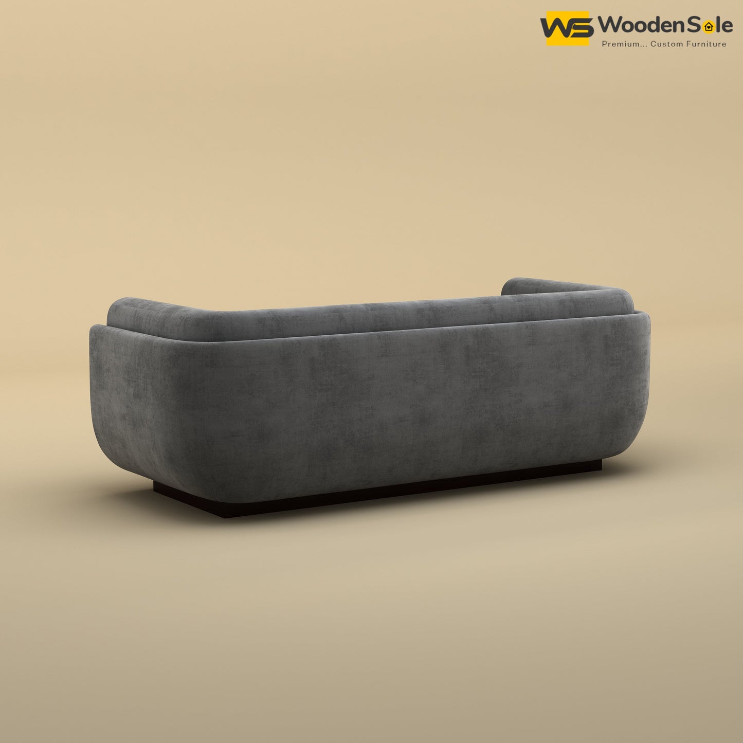 Vedant Three Seater Sofa (Velvet, Charcoal Gray)