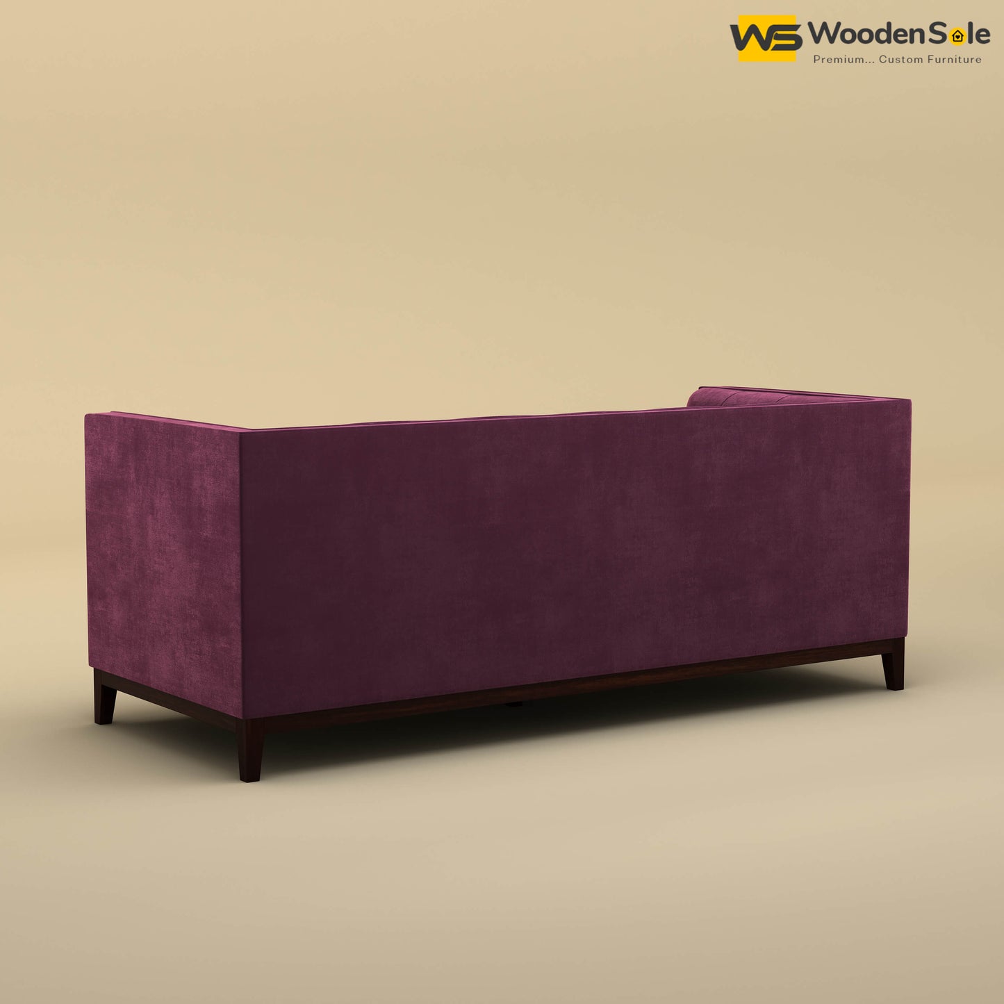 Loren Three Seater Fabric Sofa (Velvet, Dark Purple)
