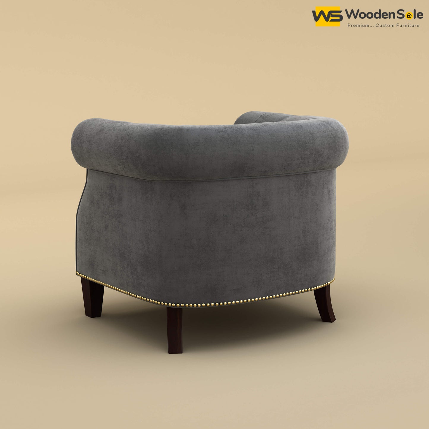 Olivia Wing Chair (Velvet, Charcoal Gray)