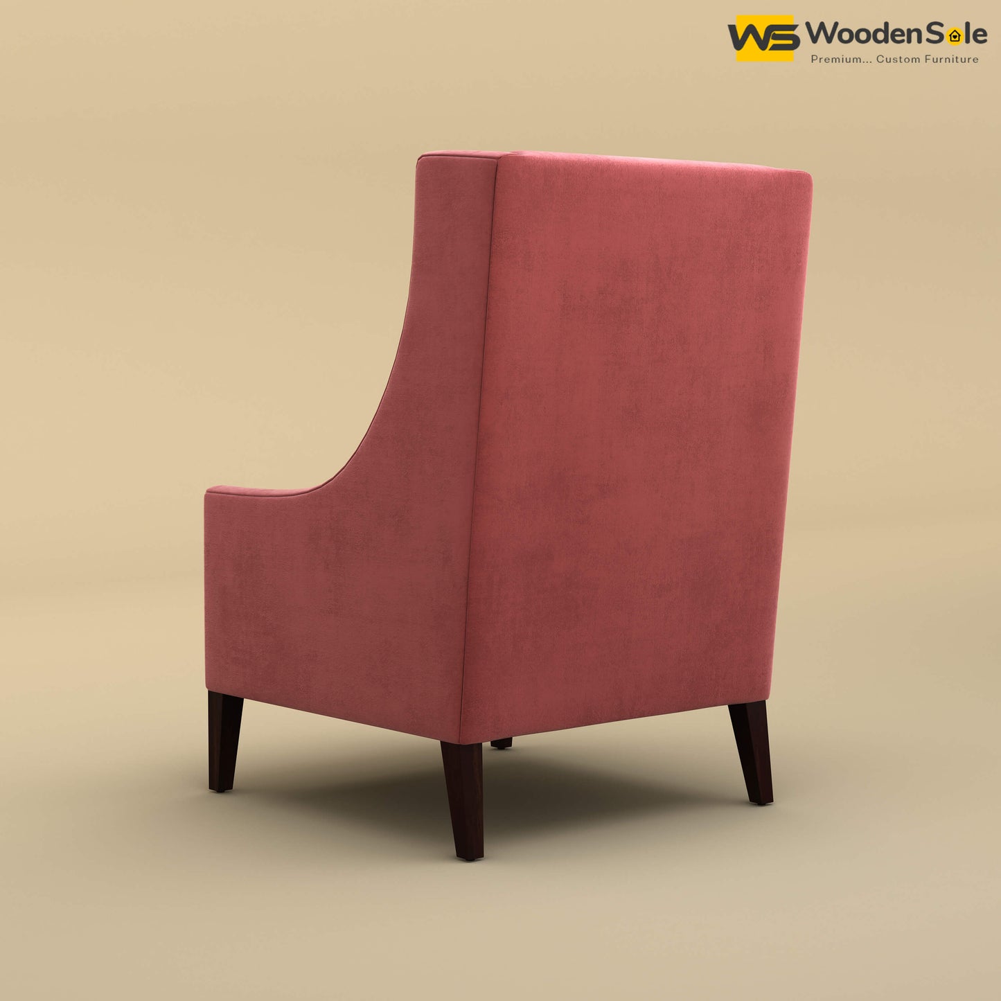 Bonito High Back Lounge Chair (Velvet, Pink)