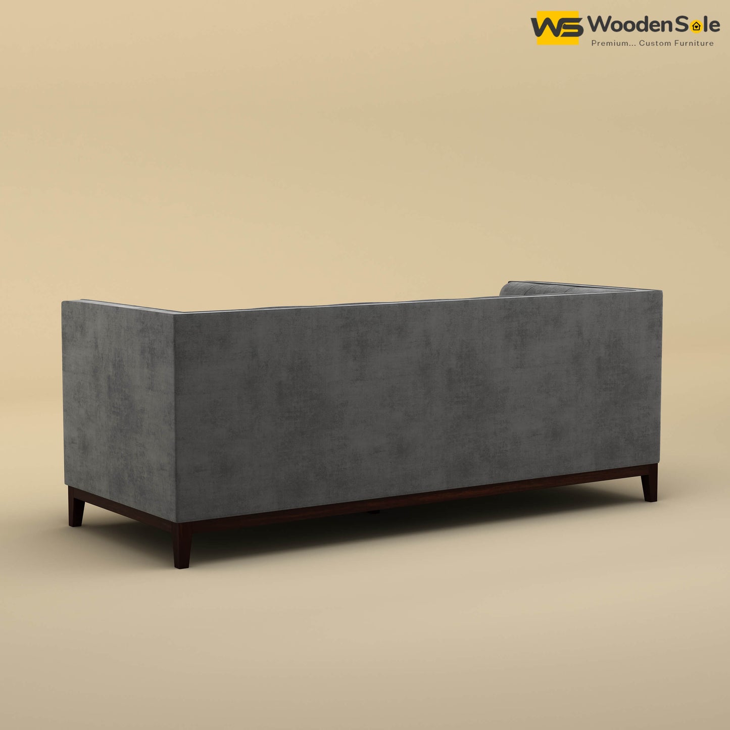 Loren Three Seater Fabric Sofa (Velvet, Charcoal Gray)