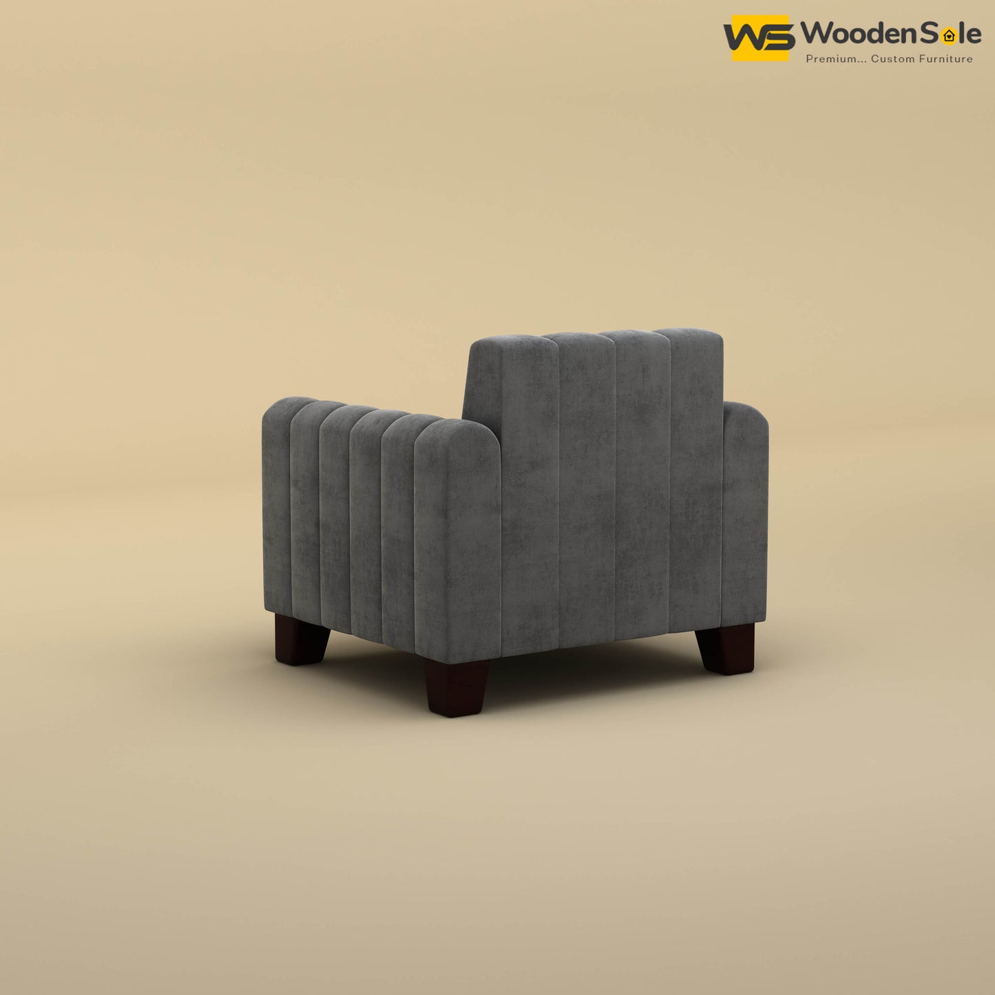 Furo 1 Seater Fabric Sofa (Velvet, Charcoal Gray)