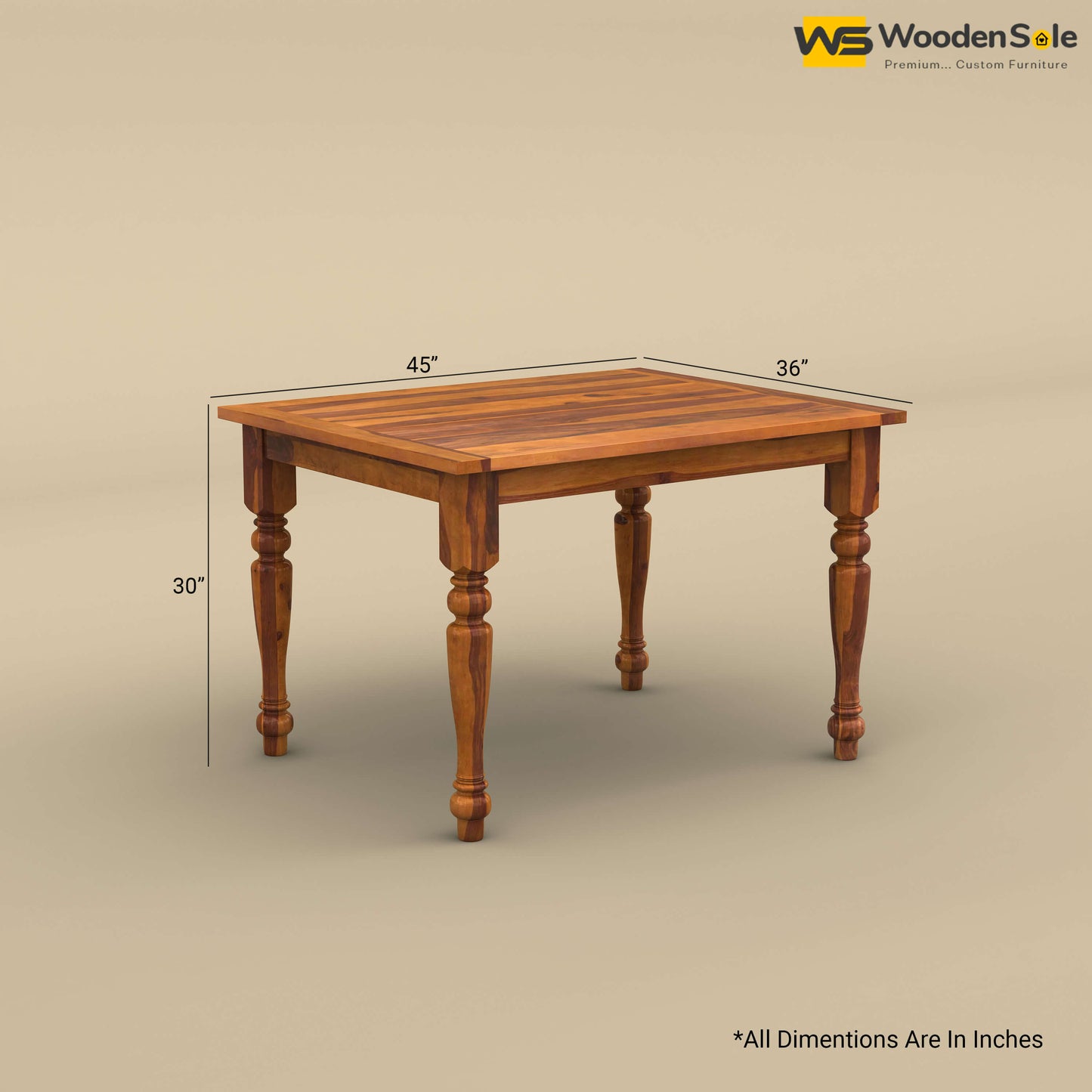Martha 4 Seater Dining Table Set (Honey Finish)