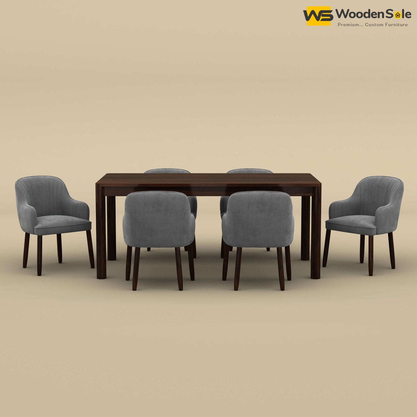 Madrid 6 Seat Dining Table Set (Walnut Finish)