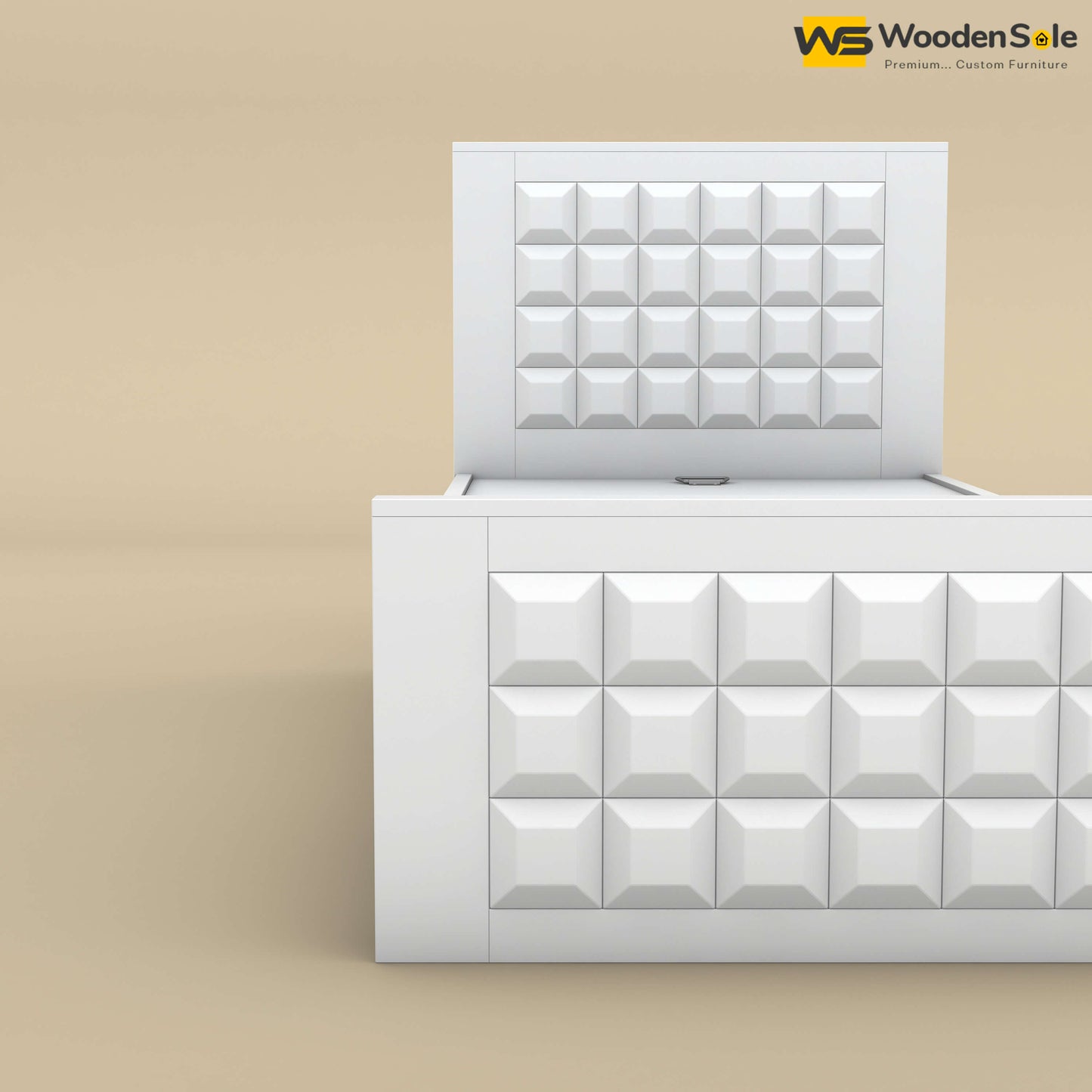 Diamond Drawer Storage Bed (Single, White Finish)