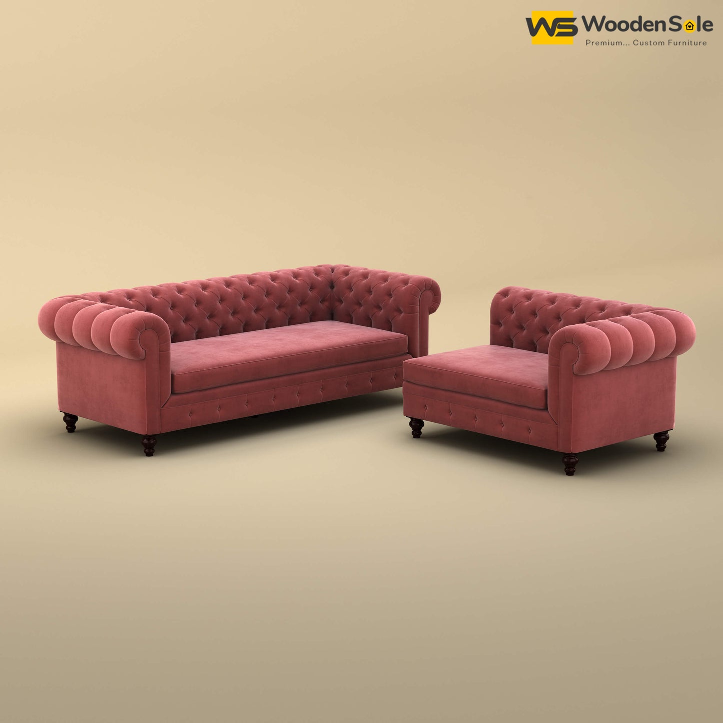Maharaja Corner Sofa (Velvet, Pink)
