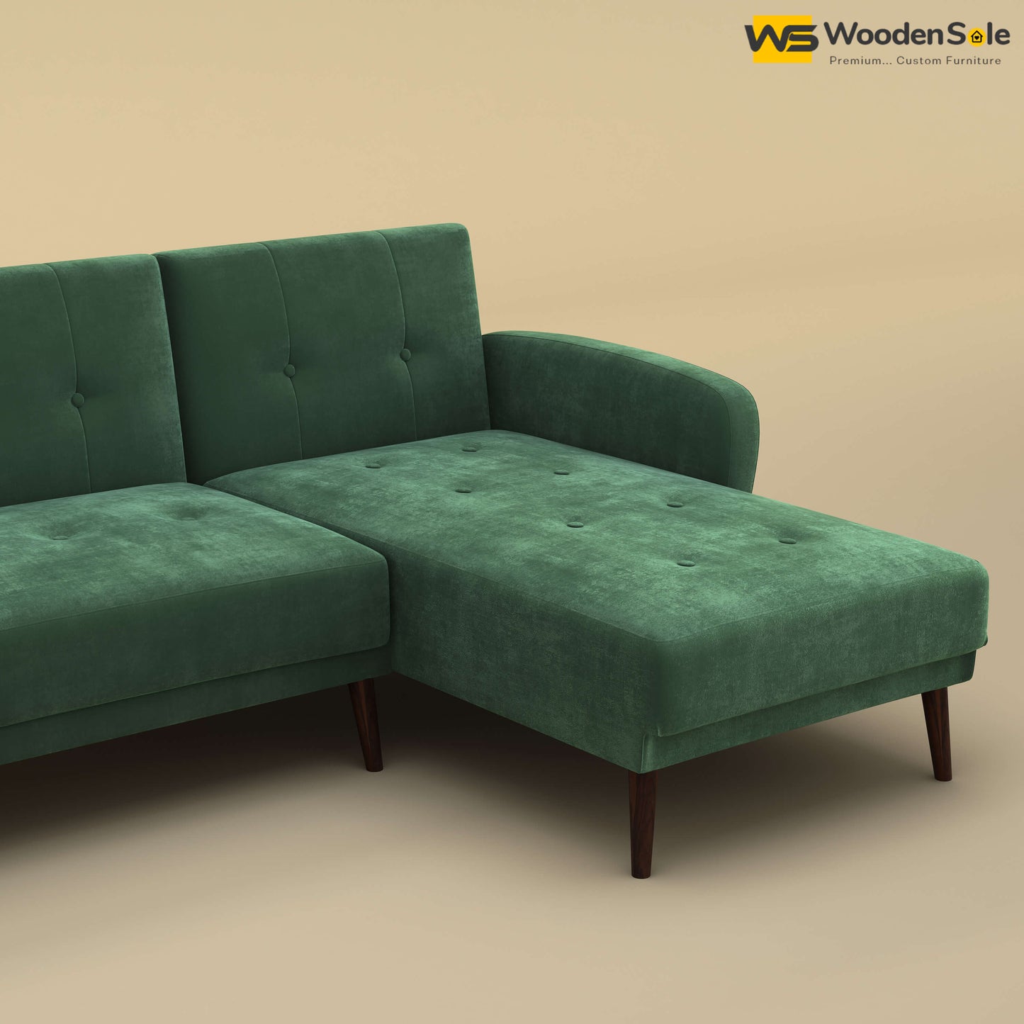 Daisy L Shape Sofa (Velvet, Forest Green)