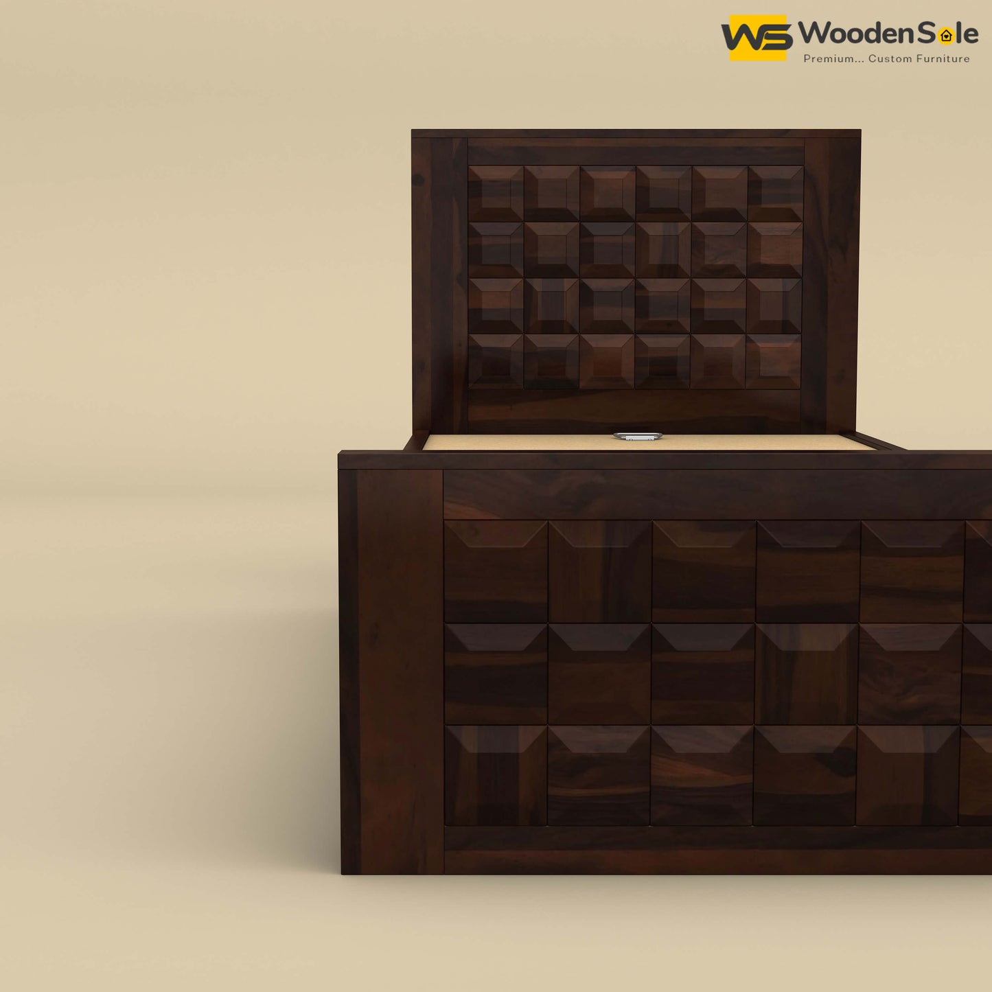 Diamond Drawer Storage Bed (Single, Walnut Finish)