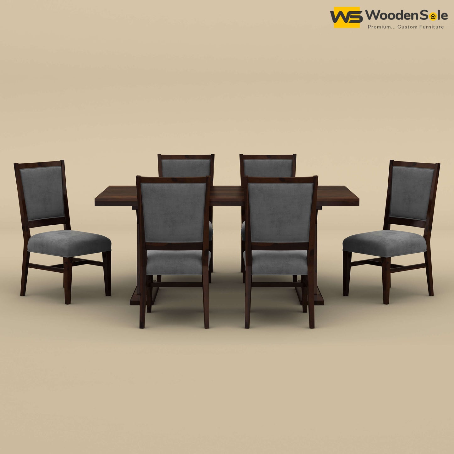 Criss Cross Dining Table Set 6 Seater (Walnut Finish)