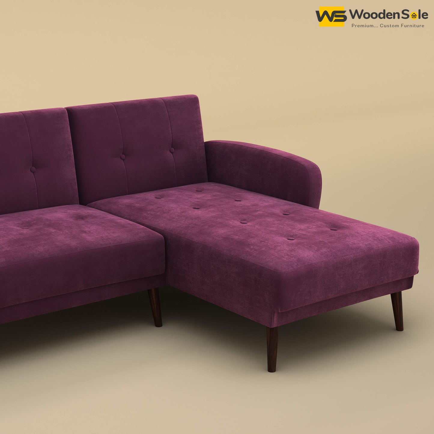 Daisy L Shape Sofa (Velvet, Dark Purple)