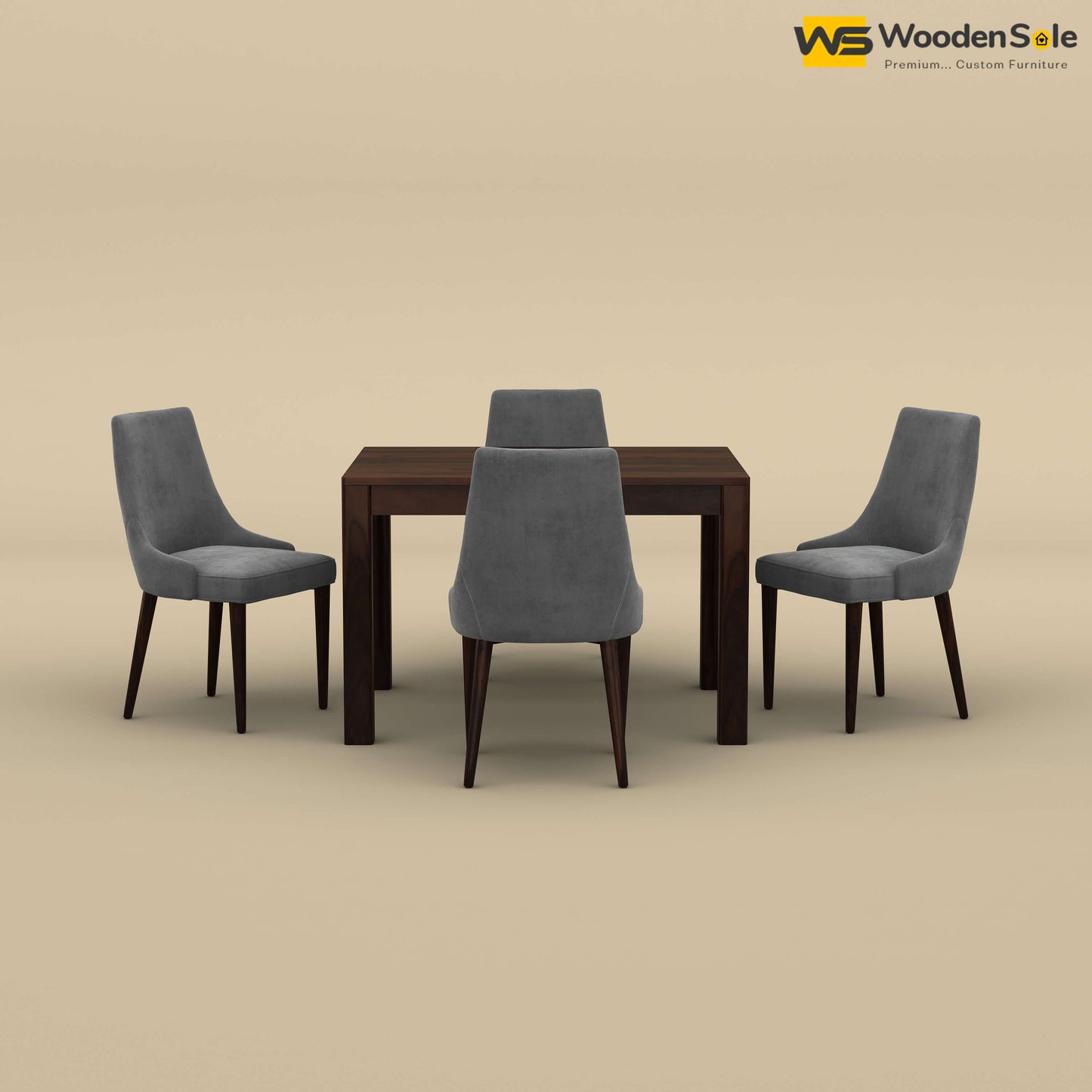 Ashley 4 Seater Dining Table Set (Walnut Finish)