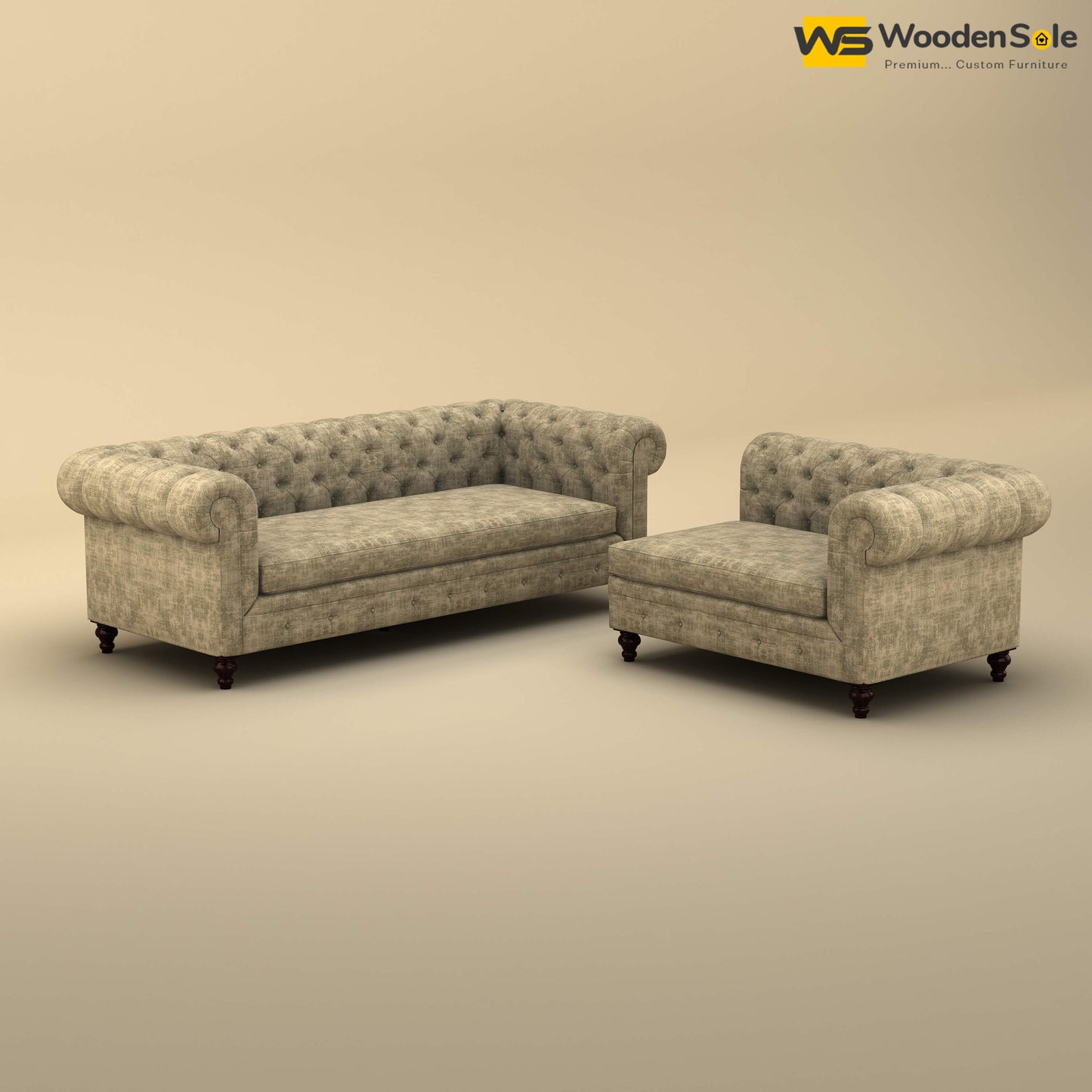 Maharaja Corner Sofa (Cotton, Patchy Cream)