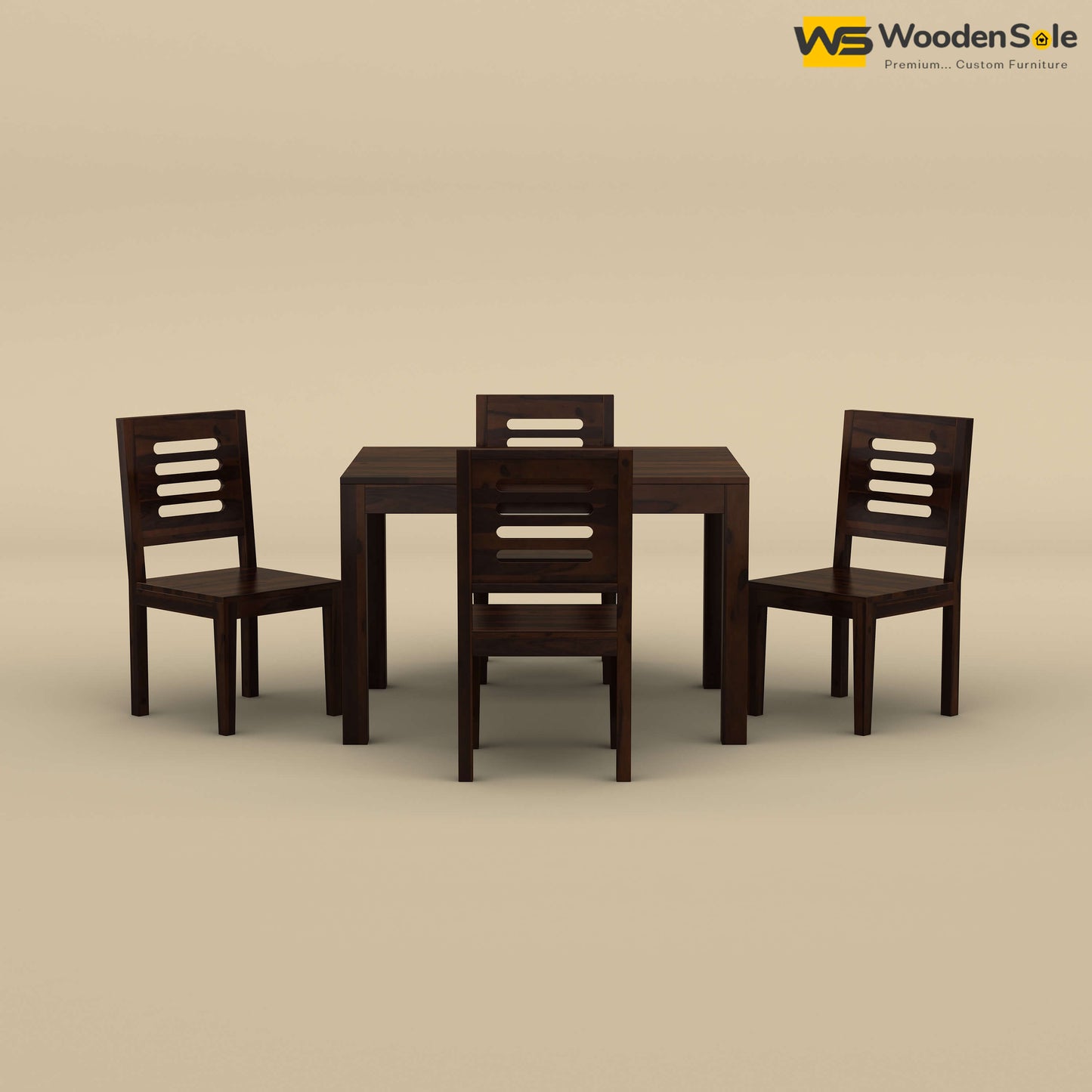 Sheesham Wood 4 Seater Dining Table Set (Walnut Finish)