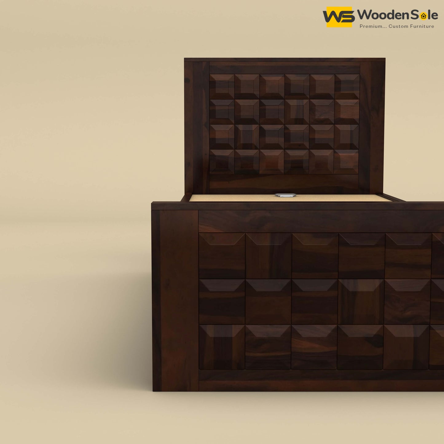 Diamond Without Storage Bed (Single, Walnut Finish)