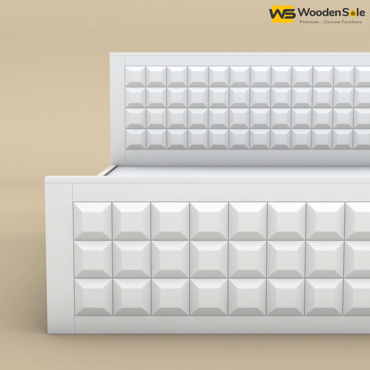 Diamond Hydraulic Storage Bed (White Finish)