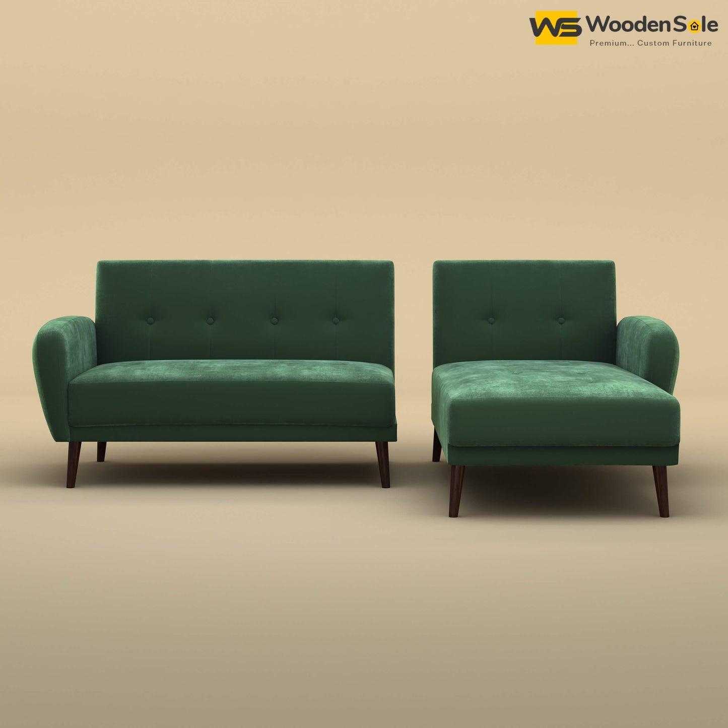 Daisy L Shape Sofa (Velvet, Forest Green)