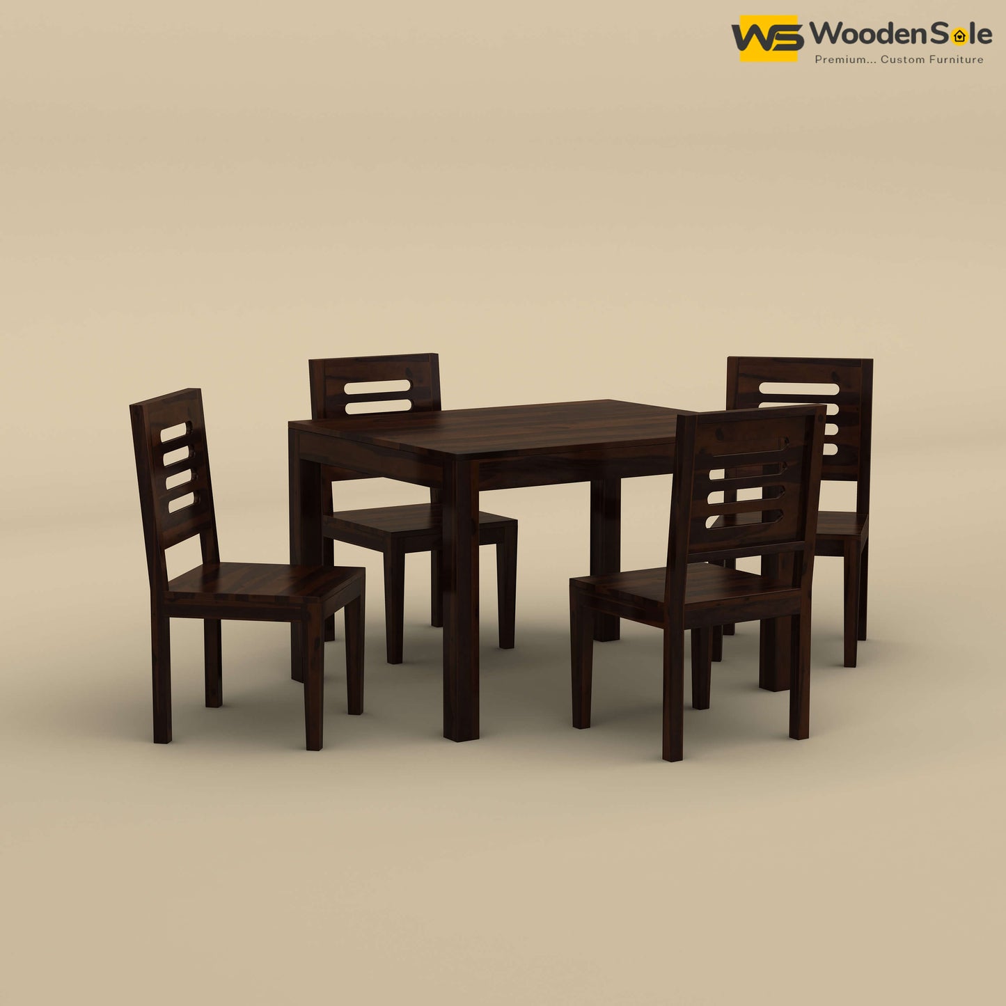 Sheesham Wood 4 Seater Dining Table Set (Walnut Finish)