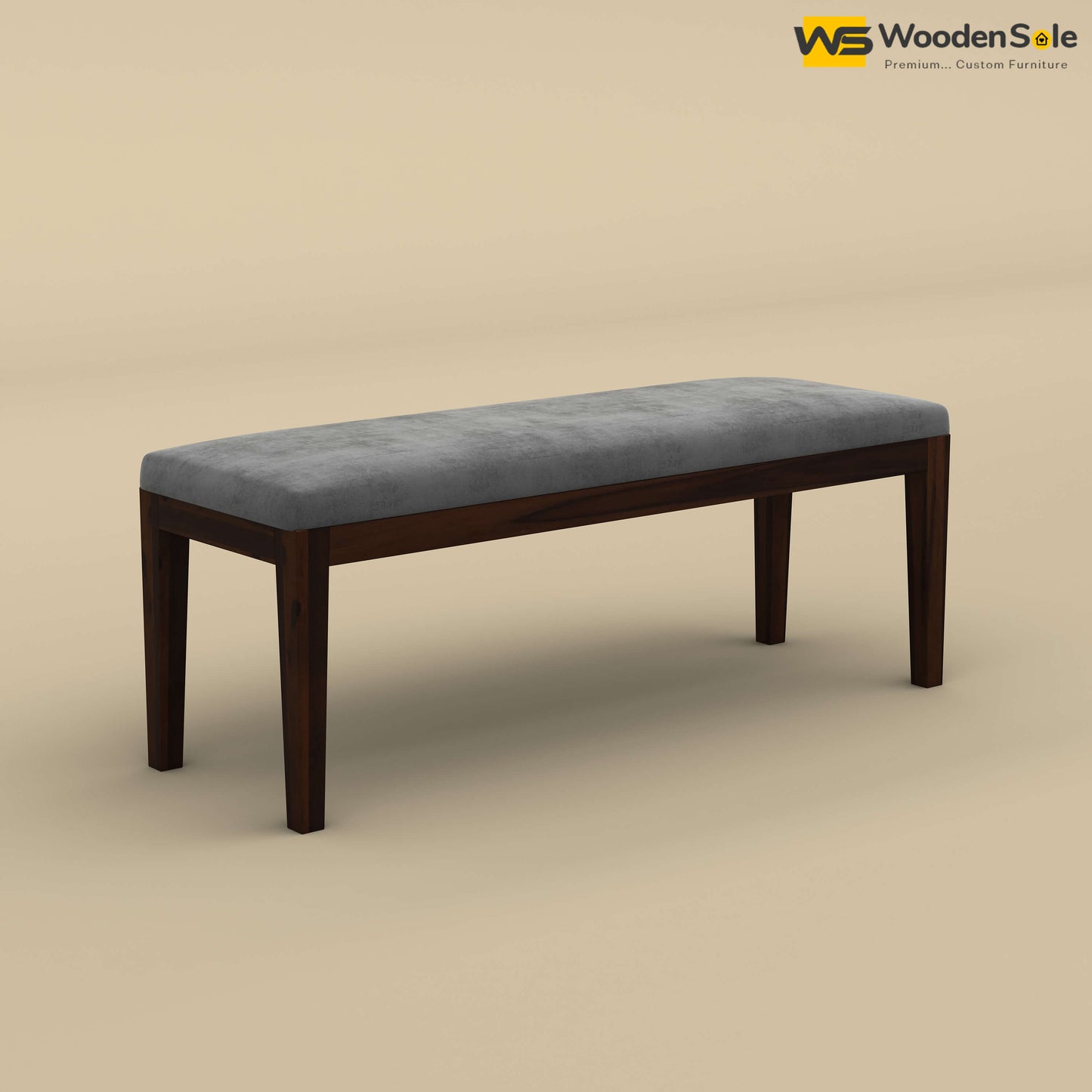Sheesham Wood Bench With Cushion (Walnut Finish)