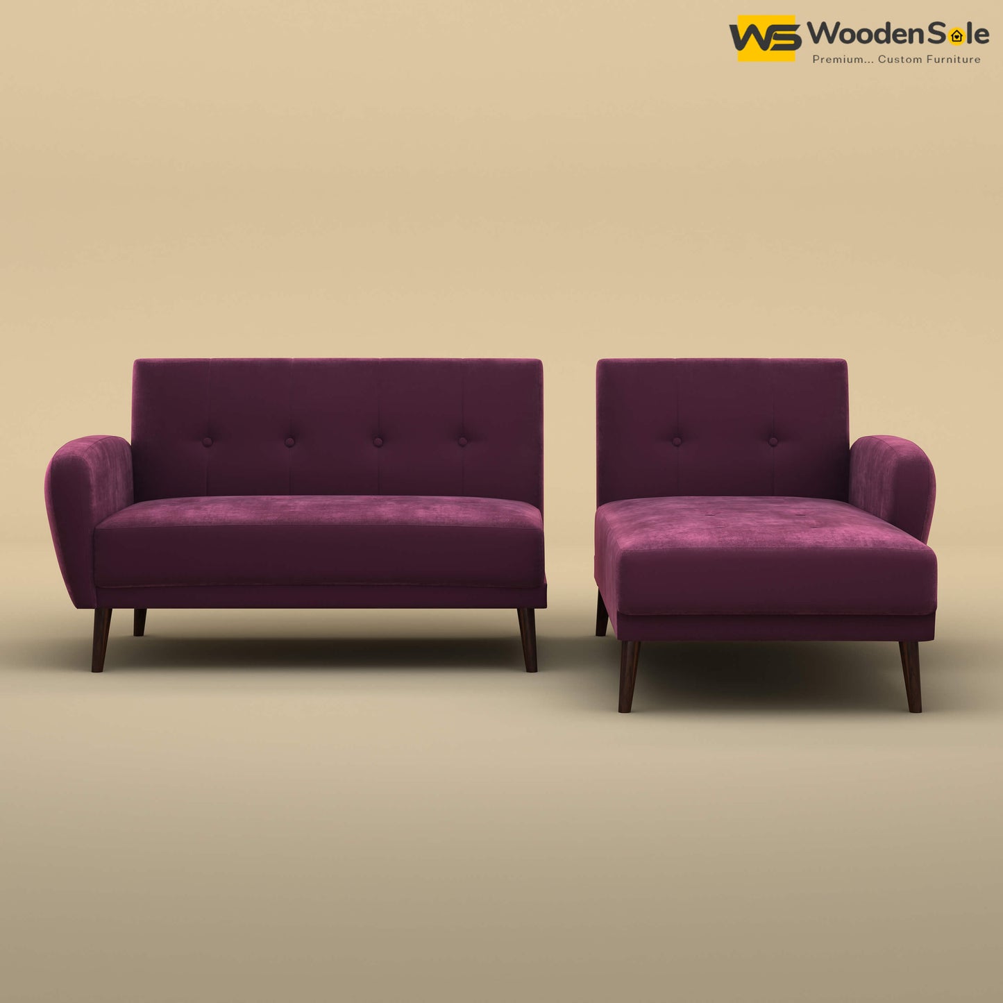 Daisy L Shape Sofa (Velvet, Dark Purple)