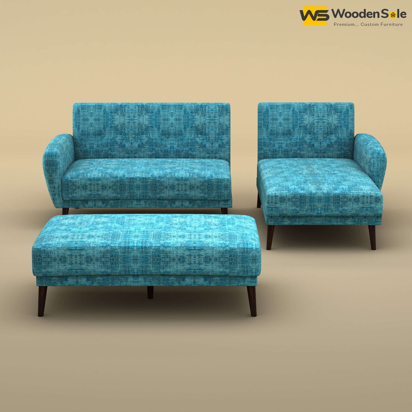 Daisy L Shape Sofa Cum Bed (Cotton, Teal Blue)
