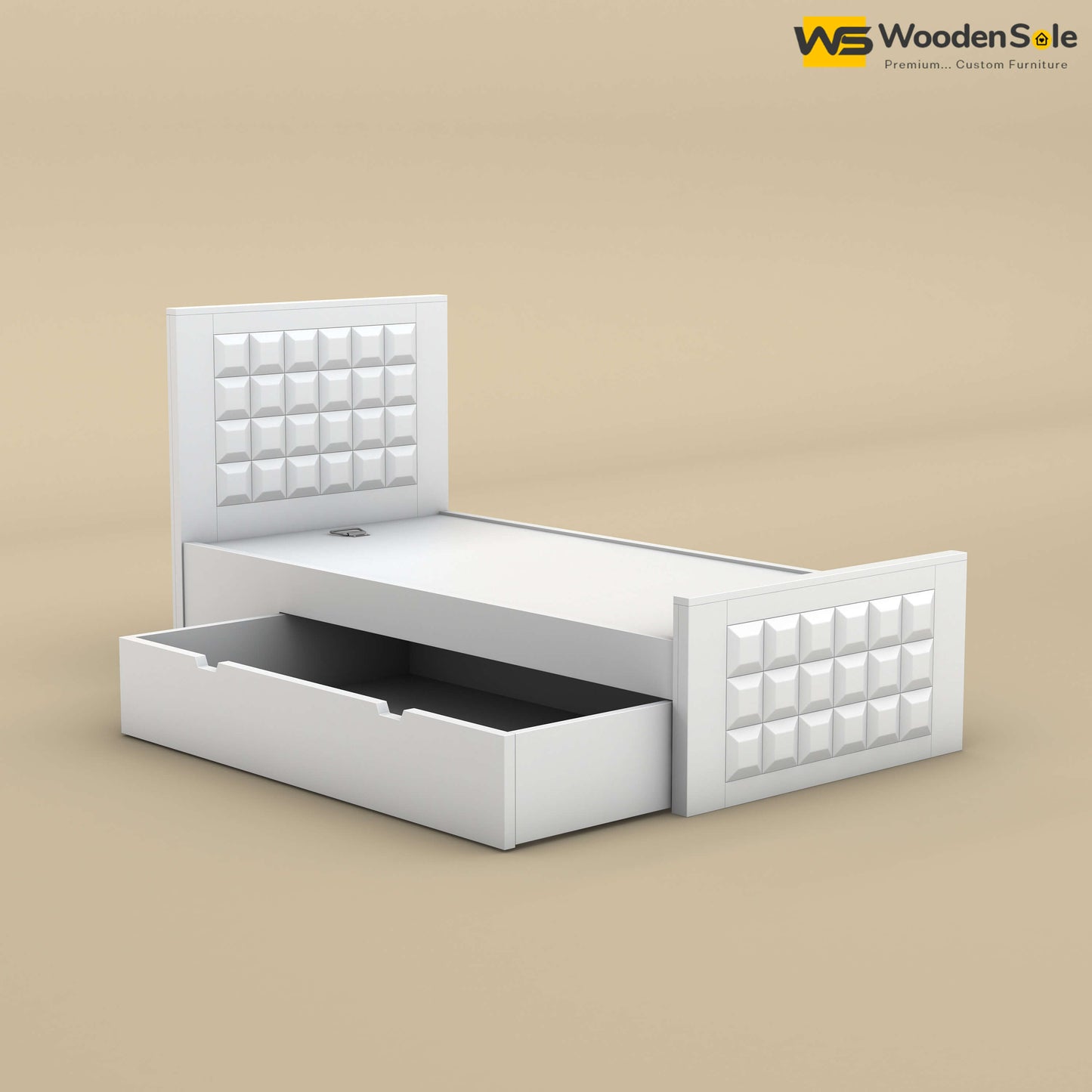 Diamond Drawer Storage Bed (Single, White Finish)