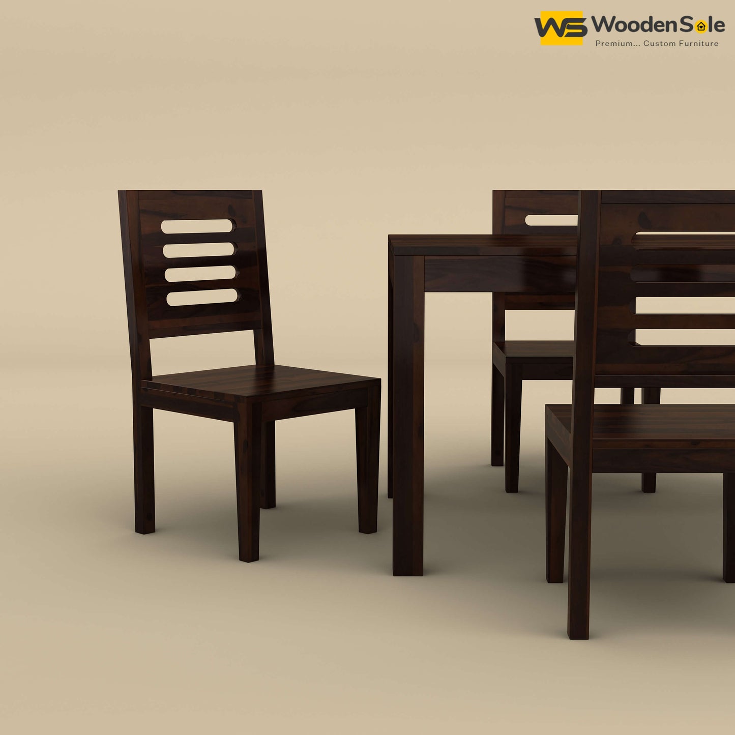 Sheesham Wood 4 Seater Dining Table Set (Walnut Finish)
